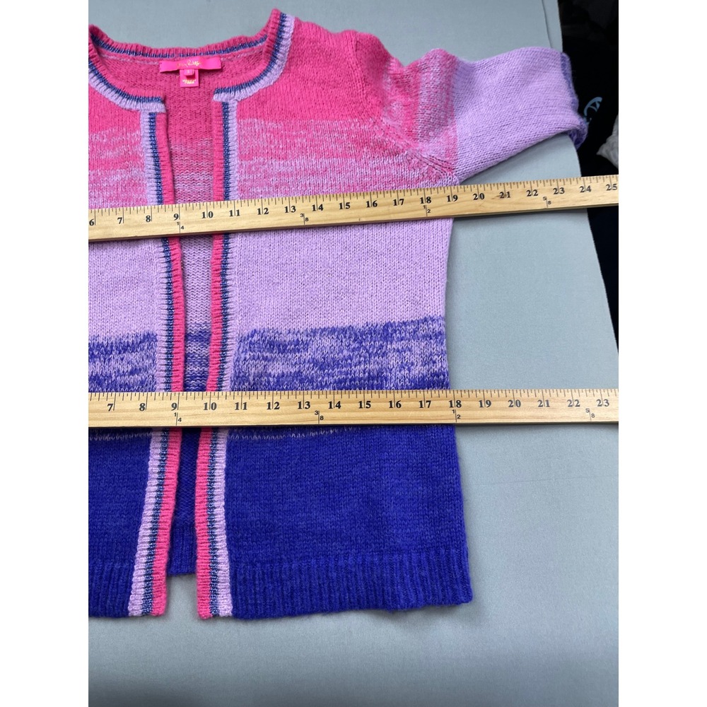 Lilly Pulitzer Ombre Stripe Open Front Cardigan Pink Purple Blue Metallic Small - Picture 6 of 11